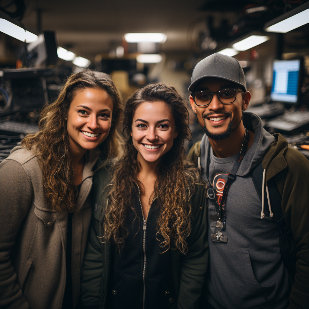 trois étudiant tech dans un laboratoire d'ordinateur
